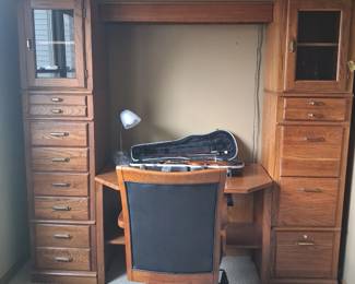 Oak Home Office Corner Desk Hub & Chair