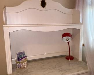 White Desk Hutch Angle View