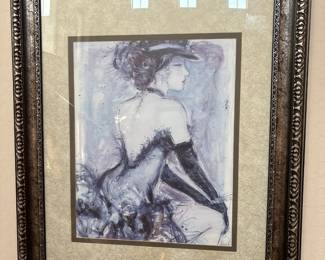 Framed Seated Figure Artwork