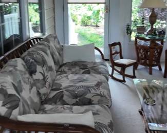 Walnut Sunrise Rattan Living Room Furniture Sofa Couch