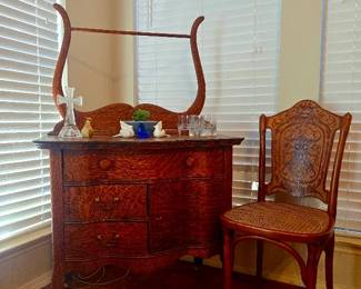 Two Antique Washstands Available, Antique Carved Jacob & Josef Kohn Chair