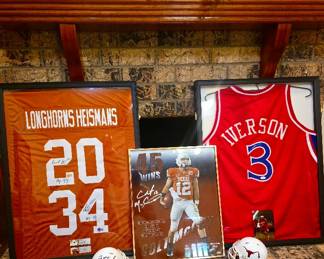 Texas Longhorn Memorabilia, Including Signed Jersey, Helmets and Poster, Texas A&M Collectibles, Signed Allen Iverson Basketball Jersey