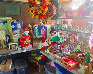 Christmas Decor and Collectibles including Blow Mold Nativity Pieces