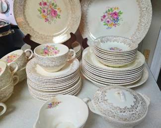 Royal 22K Gold Trimmed China "Rose Glory"