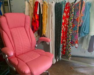Pink Office Chair, Quilts and Linens