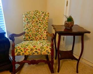 Antique Rocker and Side Table