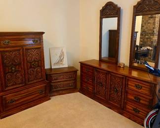 Vintage American Drew Spanish Revival Style Bedroom Furniture