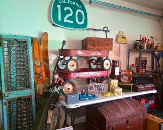 Amazing Antiques including antique shutters, sports equipment, Radio Flyers, Antique Glass, Metal, and much more