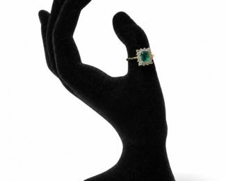 100 14KMarcusGoldGreenStoneHaloCocktailRing