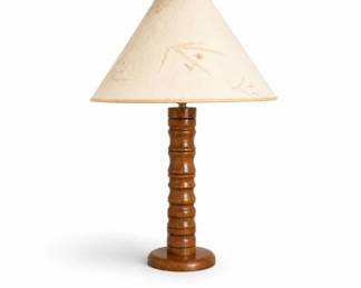 30 VintageTurnedWoodTableLampwithShade