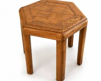 99 HexagonalOakParquetAccentSideTable
