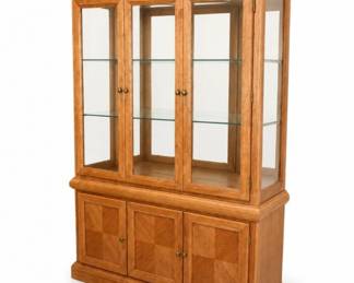 105 OakGlassDisplayChinaCabinetwithArchedTop