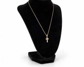 48 Vintage14KGoldRoseCrossPendantNecklace