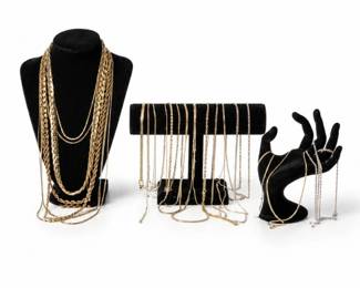 46 LargeCollectionofGoldToneFashionChainNecklaces
