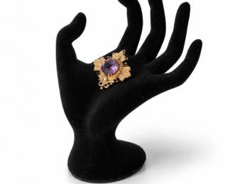 113 Victorian14KGoldAmethystBroochPin
