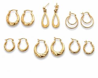 75 VintageGoldSterlingHoopEarrings6Pairs