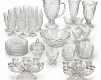 101 VintageIrisPatternPressedGlassDinnerwareSet