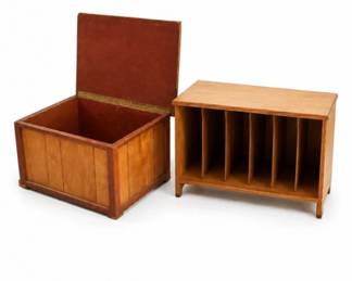 51 VintageWoodStorageChestRecordMagazineRack