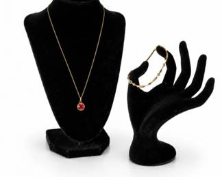 50 14KGoldOrangeStoneNecklaceGoldBracelet
