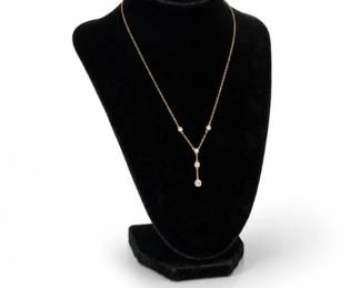 44 Vintage14KGoldDiamondYDropNecklace