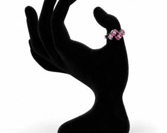103 GoldPinkGemstoneDiamondClusterRing