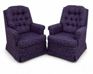 93 PairofBlueUpholsteredRockingLoungeChairs