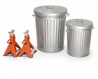 96 GarageUtilitySet2GalvanizedCansJackStands
