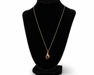 56 14KGoldRubyDiamondPendantNecklace