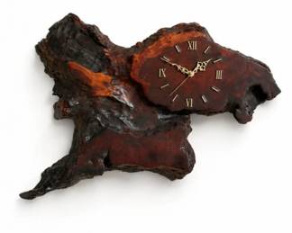 4 LiveEdgeRedwoodBurlWallClockSculpture