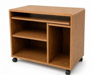 70 OakRollingComputerDeskPrinterWorkstation