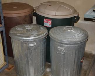 GALVANIZED AND PLASTIC GARBAGE CANS