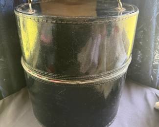 Large Black Leather Hat Box