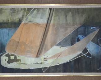 Large sailboat painiting. Signed Salik 65