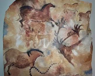 French Cave Table Top ~ Ethan Deuel Original Acrylic  Painting  ~ COA