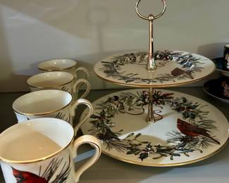 Lenox Winter Greetings Two-Tiered Serving Tray and Winter Greetings Mugs