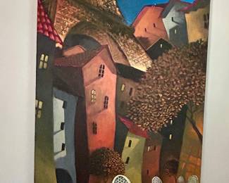 Miguel Freitas — “Café de Paris” 48” × 24” Mixed Media on Wood
