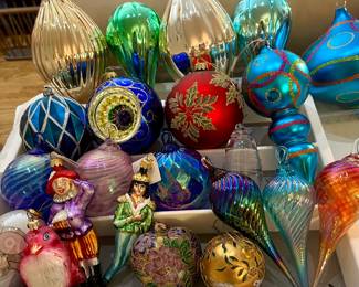  Christopher Radko Nutcracker Suite II Ornaments, hand-blown, iridescent glass teardrop and swirl Christmas tree ornaments