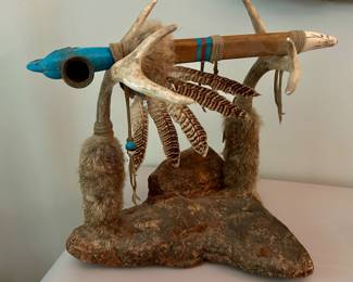Eagle Honoring Pipe ~ Jami Two Feathers ~ mixed media sculpture ~ COA