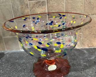 Mackenzie Childs “Molten Confetti” Art Glass Bowl