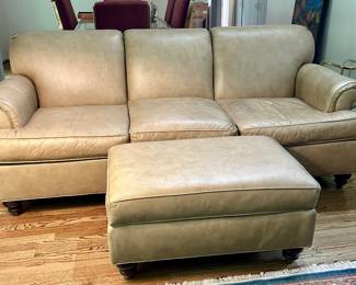 Ethan Allen Leather Sofa and Ottoman