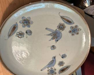 Ken Edwards El Palomar Tonala hand-painted stoneware plate from Mexico,