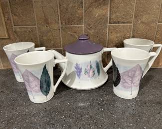 Portmeirion Dusk Teapot and 4 Mugs