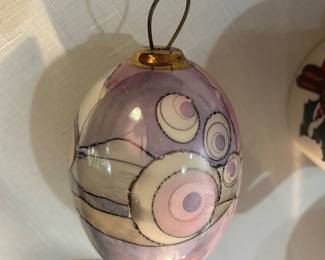 Frederick Frances Handmade Porcelain Egg Ornament Christmas Easter Art Signed