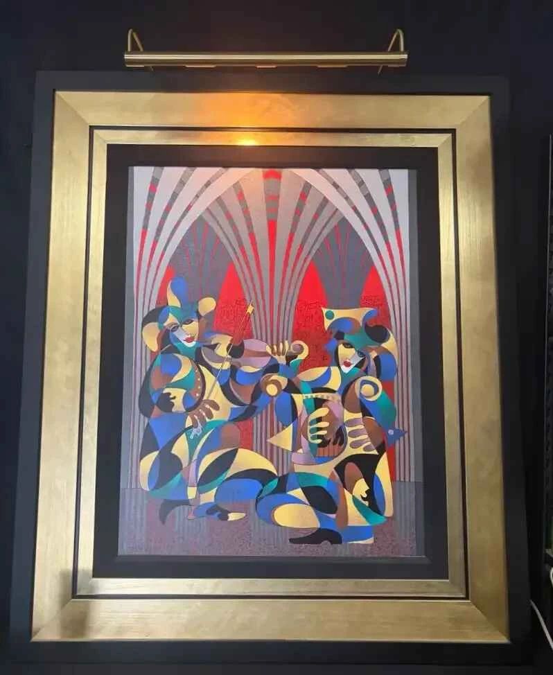 OM233VColor Serigraph Titled Musical Duo 2002 By Anatole Krasnyansky