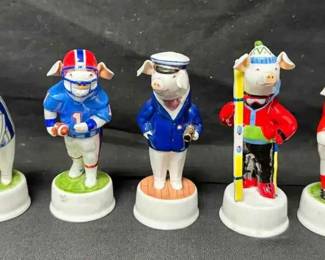 OM363Vintage Stephen Bartley Sports Pig Porcelain Figurines
