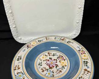 OM321Vintage Villa Flora Bowl And CWC Embossed White Platter