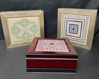 OM1253 Handcrafted boxes With A Needle Point Or Cross Stitch