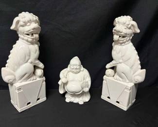 OM145Vintage Chinese Blanc De Chine Style Foo Dogs  Budak