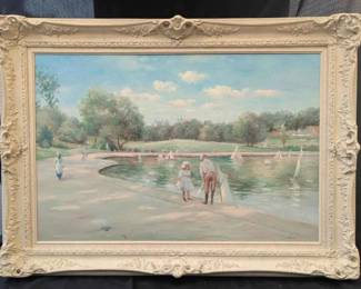 OM168Impressionist Style Park Scene Oil Painting