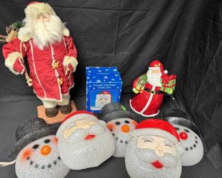 OM278Vintage Christmas Decor Santa Figure, Ceramic Cookie Jars, Santa  Snowmen Masks
